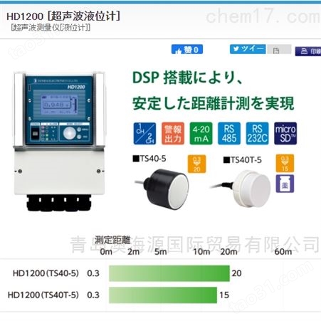 日本进口HONDA/本多电子HD1200超声波液位计