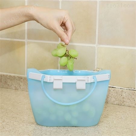 硅胶生活用品大号硅胶水果保鲜袋 透明防水自封袋 亚马逊新款环保可重复利用