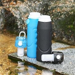 新款硅胶折叠水壶 野营超纤过滤水杯 旅行登山过滤水瓶礼品定制