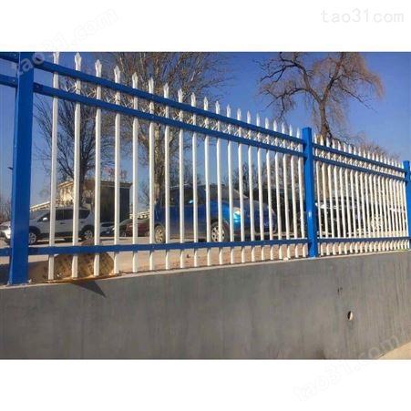 蓝白相间锌钢护栏小区铸铁铁艺围栏围墙护栏供应商