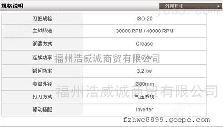 中国台湾釸达电主轴TH-80 ISO20 40000转