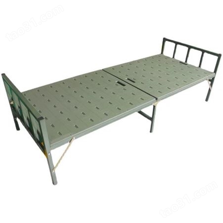 涯宝户外应急便携对折钢塑床简易折叠训练床军绿色超轻折叠床