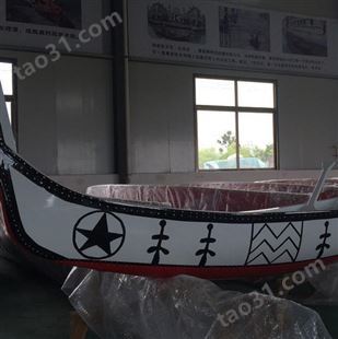 手工定制泰国彩绘木船 酒店装饰船 公园手划船 景观装饰船