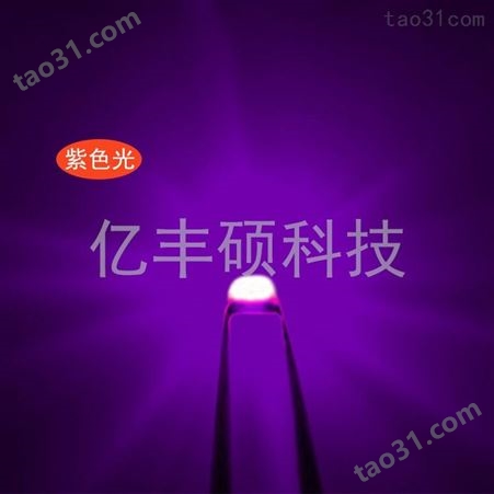3毫米插件紫光高亮耐高温 F3紫灯圆头有边 白发紫光  透明胶体 发光二极管