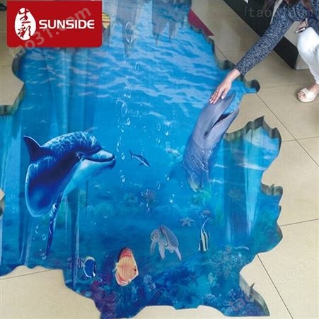 深圳厂家制作地贴商场地铁医院超市防滑可移耐磨3D背胶地贴写真